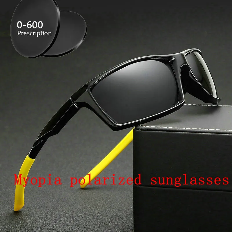 

prescription Myopia Polarized Sunglasses 0 to -600 Minus Degree Optical Square Men Polarized Driving Goggle Cool SunGlasses FML