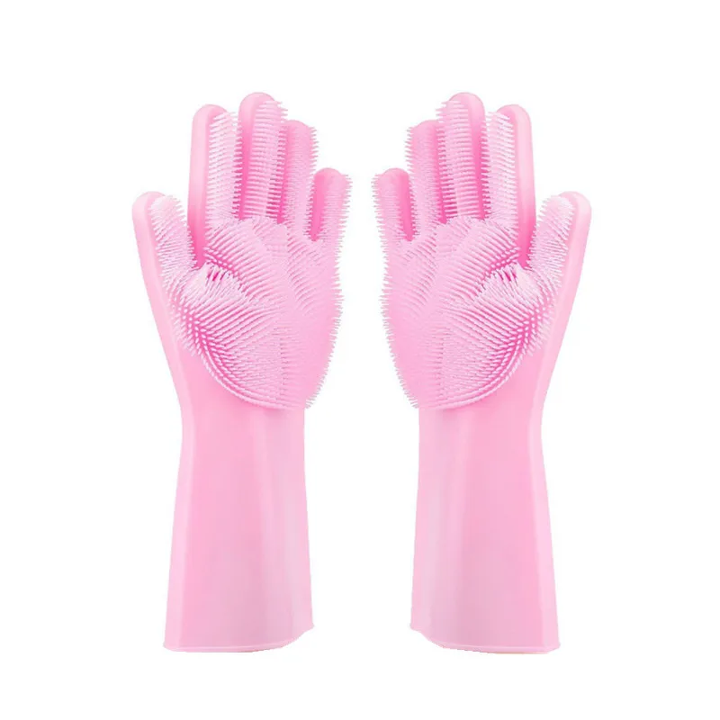 1 пара розовые Волшебные силиконовые перчатки для мытья посуды кухонные аксессуары перчатки для мытья посуды бытовые инструменты для чистки автомобиля щетка для домашних животных