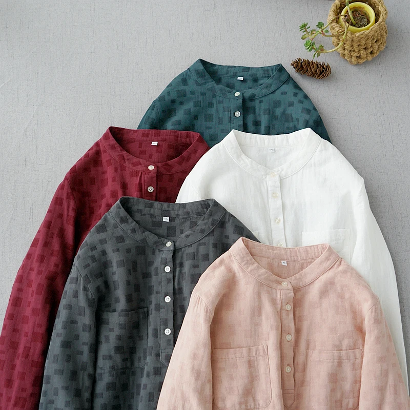 

Spring Autumn Women Brief All-match Loose Plus Size Japanese Style Comfortable Cotton Shirts/Blouses