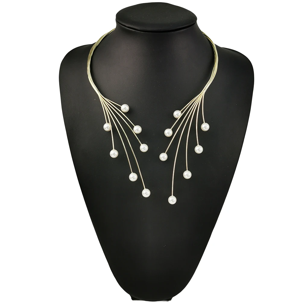 Медные плетеные ожерелья ручной работы, женские ожерелья-чокер с искусственным жемчугом, очаровательные украшения для свадебной вечеринки, UKMOC