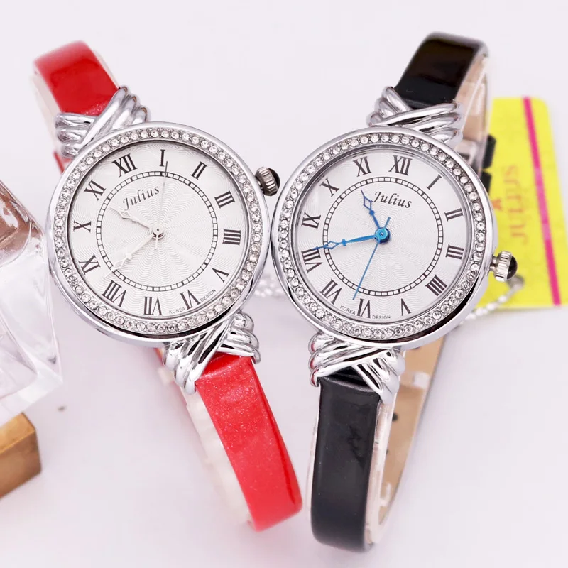 

Ladies Wrist Watch Quartz Hours Best Fashion Dress Korea Bracelet Brand Leather Clock Multicolored CZ Rome JA-413