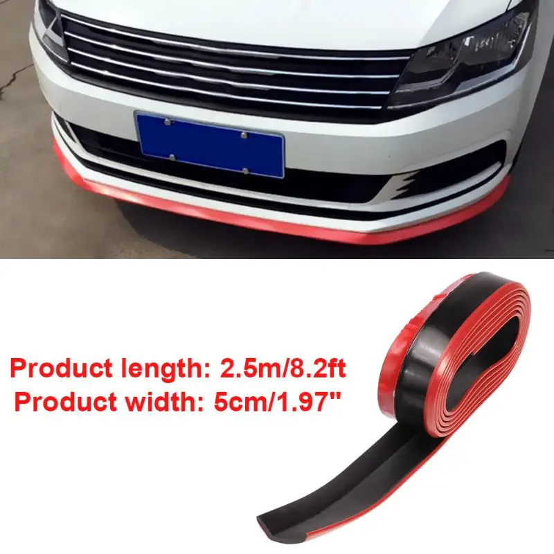 

VODOOL 1pc 2.5M PU Car Front Bumper Lip Splitter Body Spoiler Skirt Rubber Protector Strip High Quality Styling Mouldings