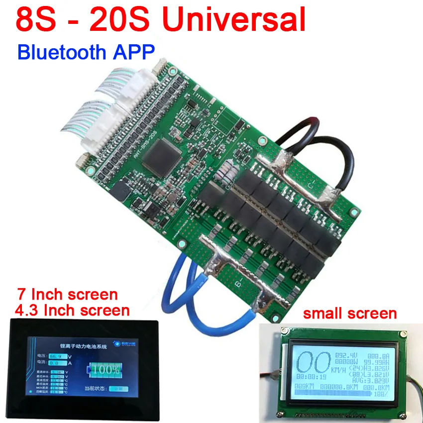 

8S to 20S 400A 300A 80A Li-ion Lipo Lifepo4 LTO Lithium Battery Protection Board BMS Bluetooth APP 10S 13S 14S 16S + LCD display