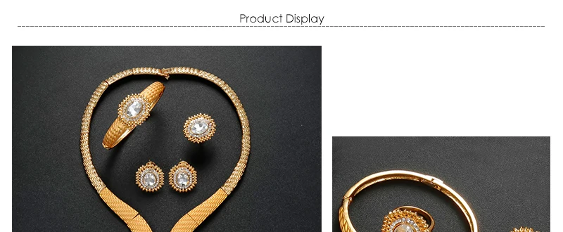CWEEL Jewelry Sets Bridesmaids Luxury African Beads Jewelry Set in Gold Color Party Jewerly Sets Choker Womens Costume Jewelry (1)