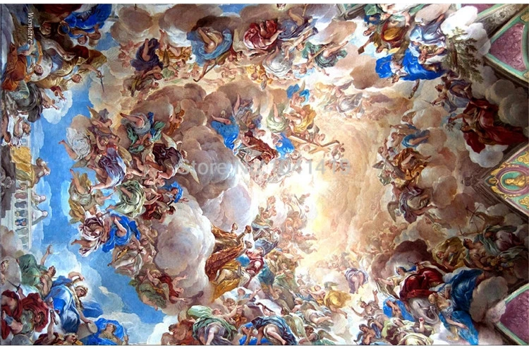 Personalizado grande 3d murais de teto papel