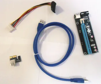 

PCI-E PCI Express Riser Card 1x to 16x USB 3.0 Data Cable SATA to 4Pin IDE Molex Power Supply for BTC Miner Machine bitcoin