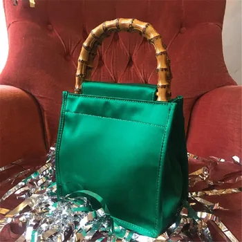 

New 2019 spring/summer niche design bamboo handle silk handbag fashion trend handbags women bags