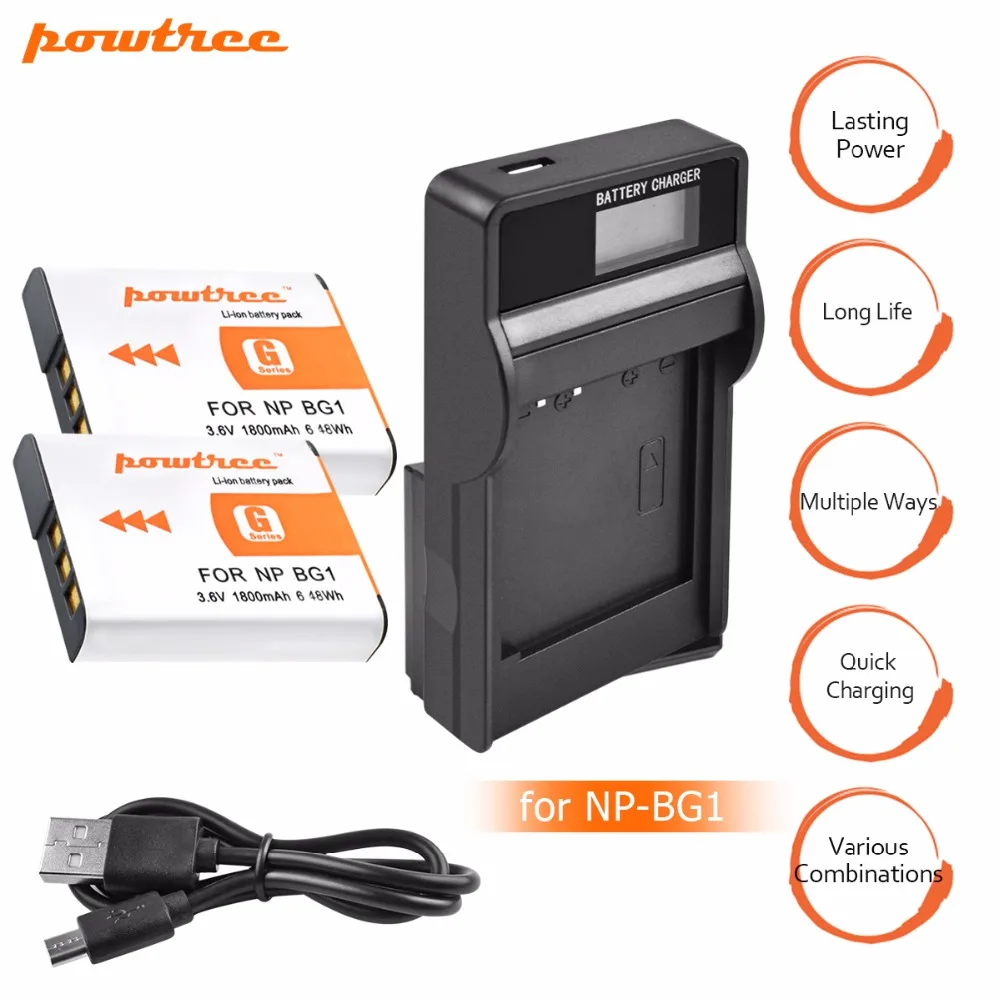 

2X NP-BG1 FG1 NP BG1 Battery+LCD USB Charger for SONY Cyber-shot DSC-H3 DSC-H7 DSC-H9 DSC-H10 DSC-H20 DSC-H55 DSC-H70 Camera L20