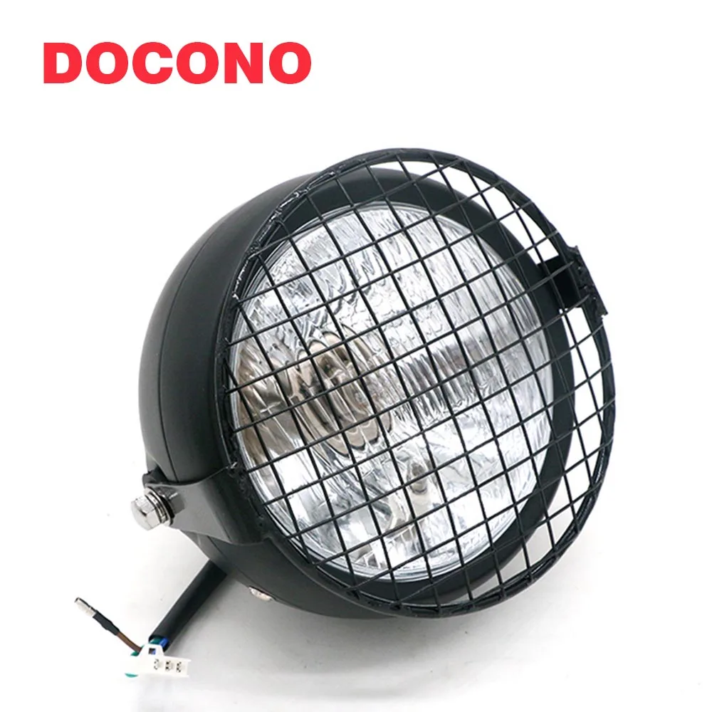 

DOCONO Motorcycle Headlights Black Metal Retro Front Headlight Round Head Light For Bikes/Cruisers/Choppers/Bobber/Cafe Racer