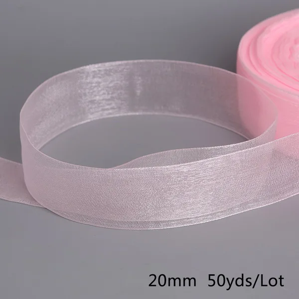 50*20 ярдов/партия лента из органзы для одежды швейная ткань подарочная упаковка «сделай сам» Свадебные украшения ленты лента принадлежности для вечеринки - Цвет: Pink