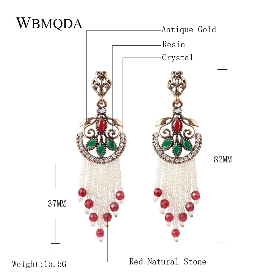Kinel-Fashion-Tassel-Earrings-For-Women-Antique-Gold-Red-Crystal-Flower-Ethnic-Vintage-Wedding-Jewelry-Bridal