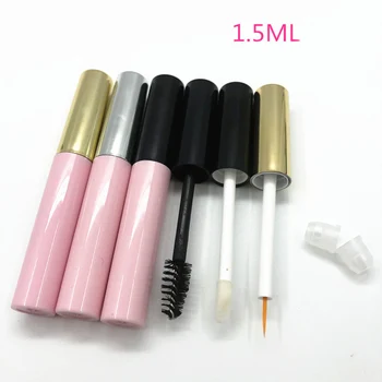 

1.5ML 50pcs 100pcs Empty Pink Lip Gloss Bottle Gold Cap, DIY Plastic Pink Eyeliner Tube With Black Cap, Mascara Tubes Black Cap