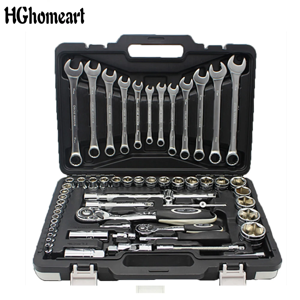 

HGhomeart 61PCS Car Repair Tool Wrench Set Set Ratchet Wrench Two with Wrench Tool Set Car Motorcycle Tools