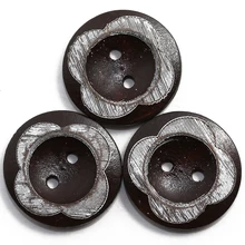 ZIEENE 50 шт. 20 мм темно-коричневый круглый лазерный Белый Цветочные деревянные Кнопки 2 отверстия шитье скрапбукинг для одежды ручной работы деревянная кнопка