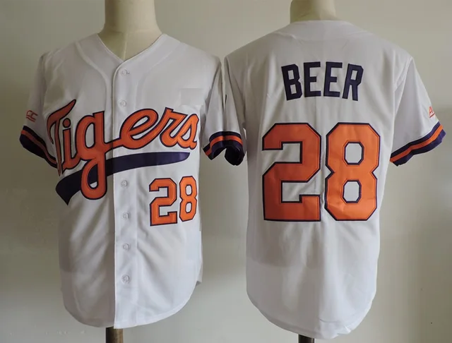 DUEWEER Mens Clemson Tigers Seth Beer College Baseball Jersey Cheap Orange #28 Seth Beer Stitched University Shirts S-XXXL