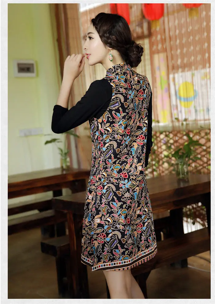 Woman Vest New Arrival Chinese Style Women Sleeveless Jacket Vintage Print Long Slim Ethnic Waistcoat Cotton Linen Tops f1073