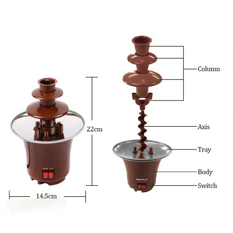 Мини шоколадный фонтан Креативный дизайн Шоколадный расплав с подогревом фондю машина