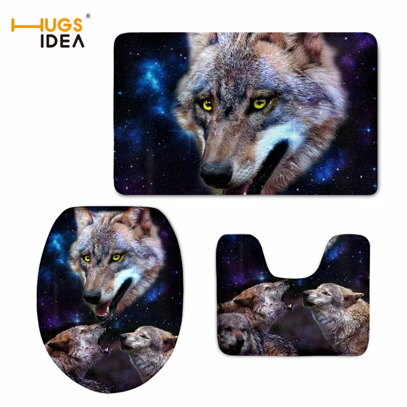 

HUGSIDEA 3D Moonlight Wolf Design Toilet Seat Cover Non-slip Bathroom Closestool Mat Home Decoration Accessories Floor Carpets