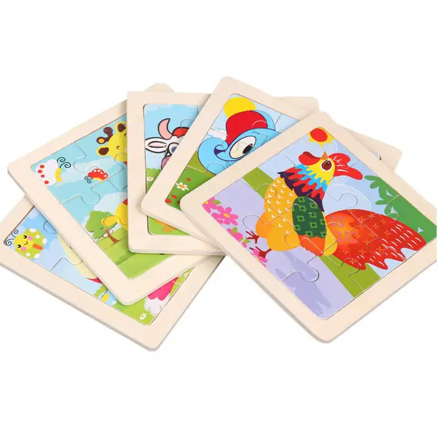 Hot Sale 9pcs Of Wood Puzzle Baby Young Children Early Lessons Learned Intelligence Cartoon Animal Puzzle Wooden Toys 3