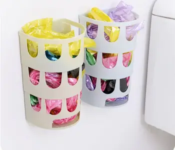

1PC Plastic Bag Storage Box Organizer Garbage Bags Collection Storage Rack Hanging Decimation Box LF 203