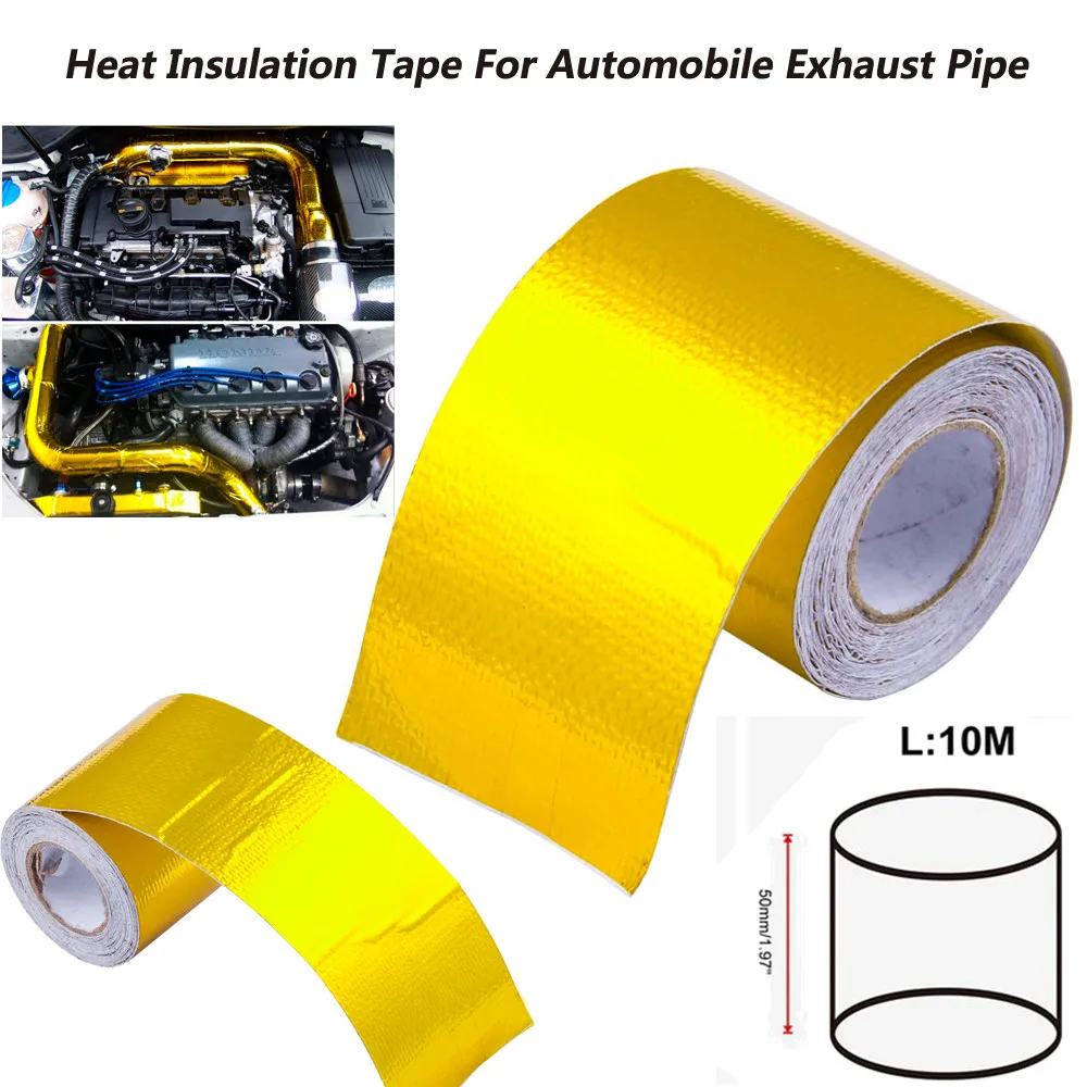 

2019 New 1PC 5M/9M/10M Automotive Exhaust Pipe Decorative Aluminum Foil Thermal Insulation Tape High Quality