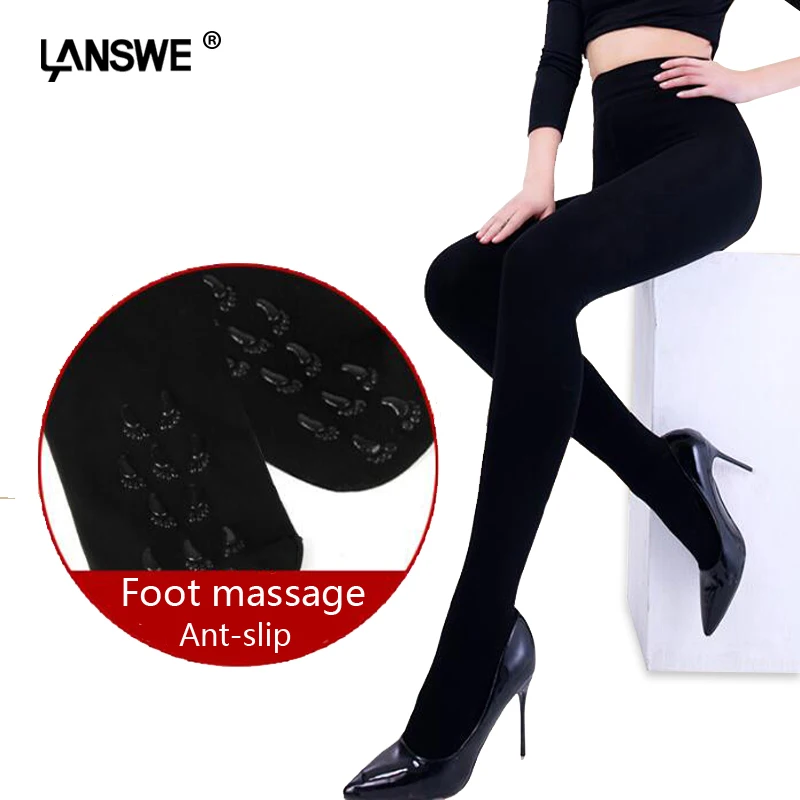 LANSWE high quality 12000D thickening women winter warm Tights sexy lady foot massage and anti