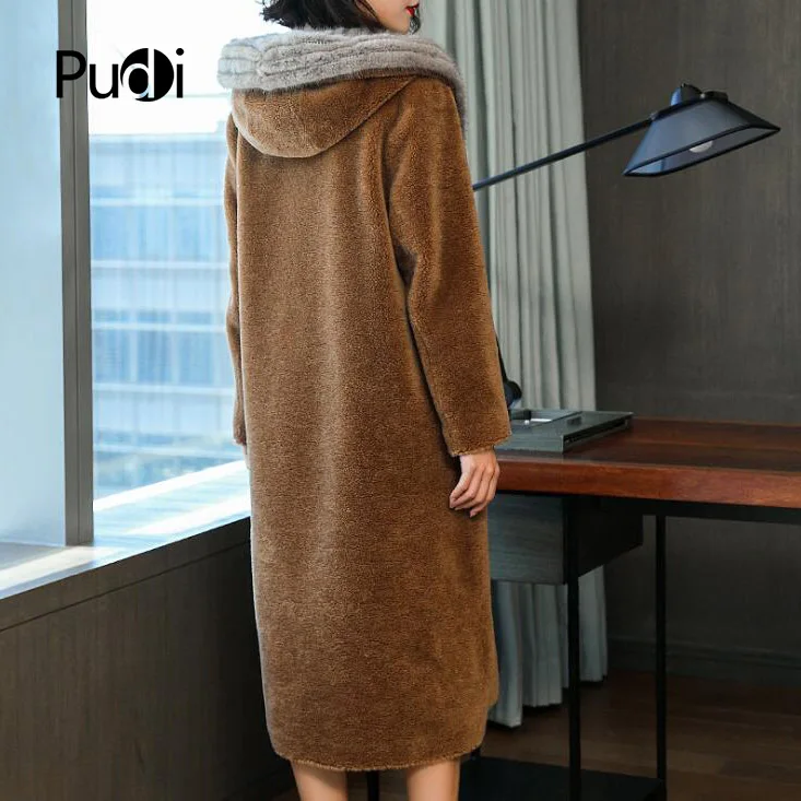 Veste Réel Véritable Laine Manteau Gilet De Pardessus Hiver Fourrure Chaud Col Pudi Dame Fille Loisirs Femmes Vison B181165 nqWxXwAcz0