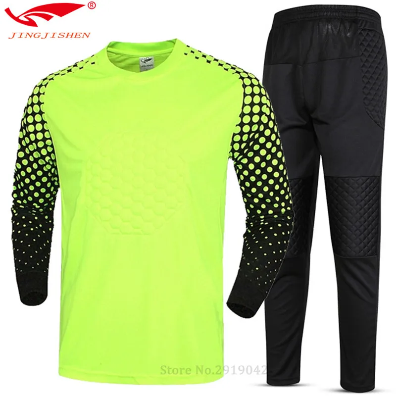 2016/17 youth men soccer goalkeeper jersey set sponge football long short sleeve goal keeper