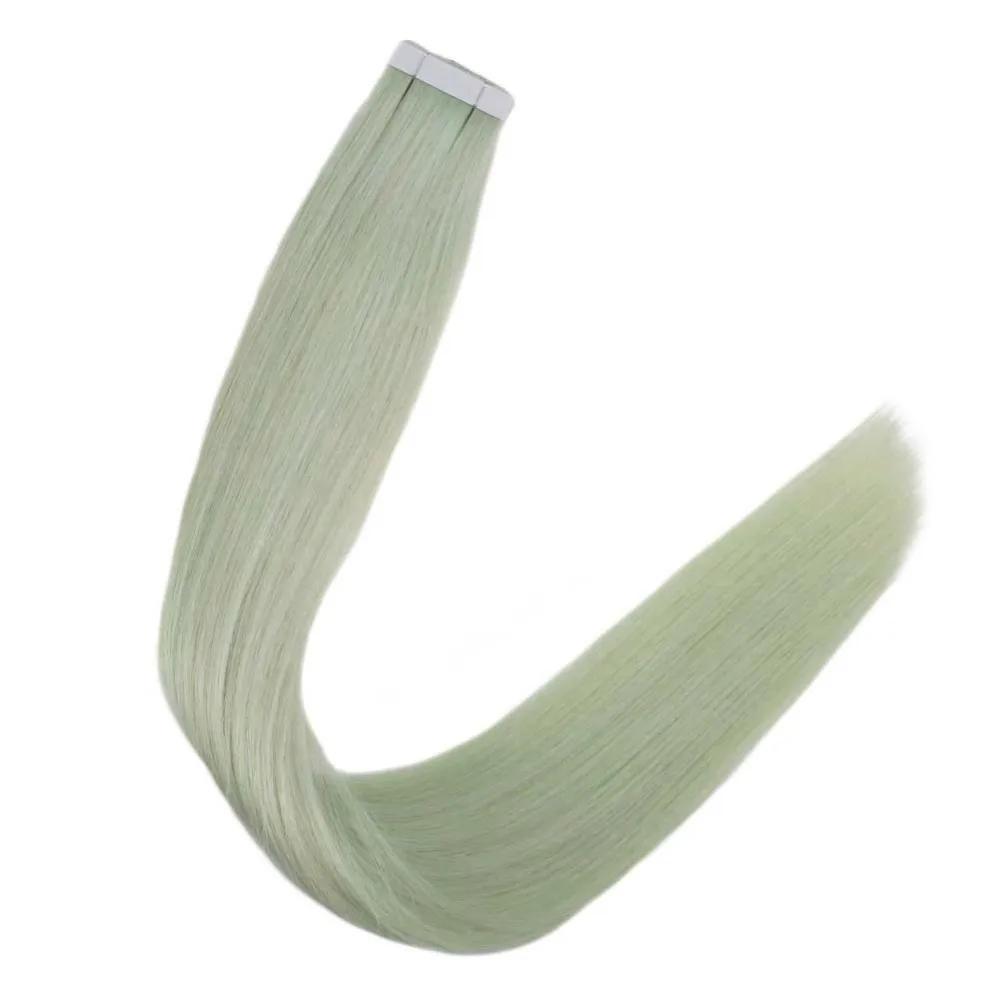 

Full Shine Tape In 100% Real Remy Human Hair Solid Color #Emerald 20 Pieces 50 Gram Tape on Hair Seamless Extension