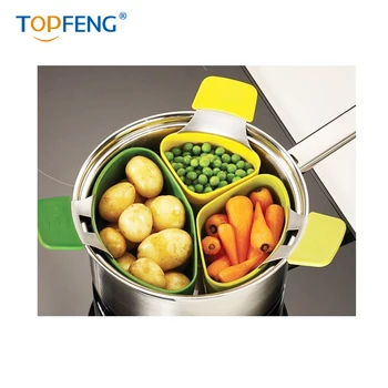 

TOPFENG Silicone Steamer Basket Steam Cooker Instant Pot For Cooking Vegetable Multifunction Kitchen Accessories 3pcs/set