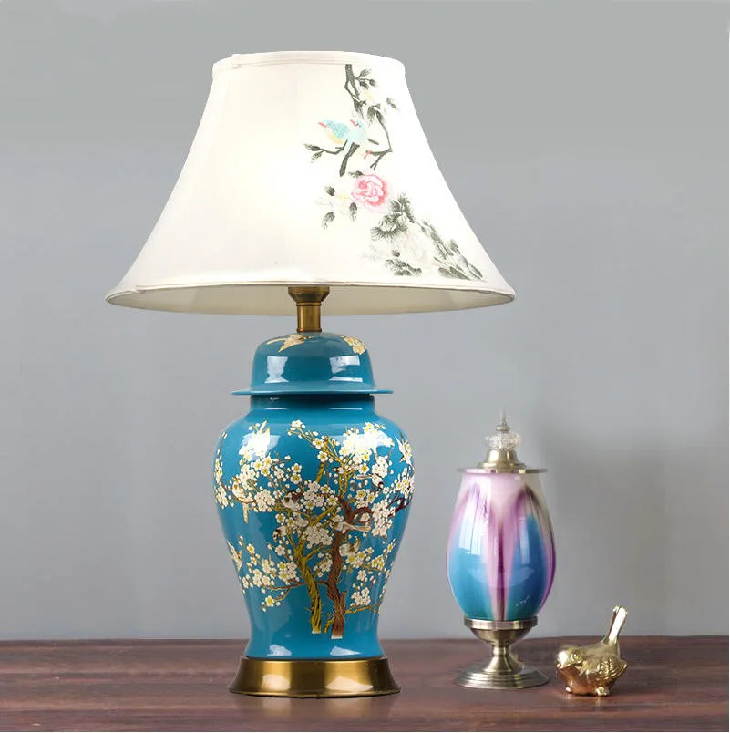 Vintage chinese porcelain ceramic table lamp bedroom living room wedding table lamp Jingdezhen large ceramic table lamps (15)