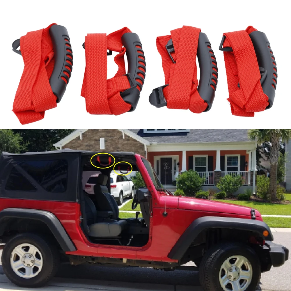 Рулонная рукоятка 4 шт. красная для Jeep Wrangler YJ TJ JK 1987 2016|Подлокотники| |