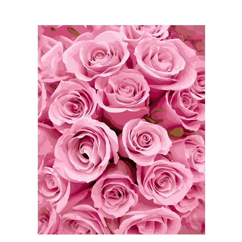 

Framed Romantic Pure Pink Flower DIY Oil Painting By Numbers Painting&Calligraphy Home Decor Wall Art 40x50cm