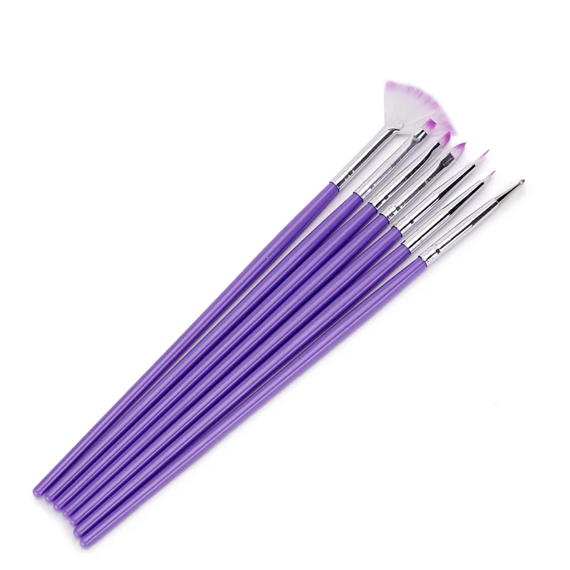 

7PCS/Set Nail Art Brush Pen Dotting Painting Drawing Fan Line Builder Design Polish Gel UV Tips Decoration Manicure Tools Beauty