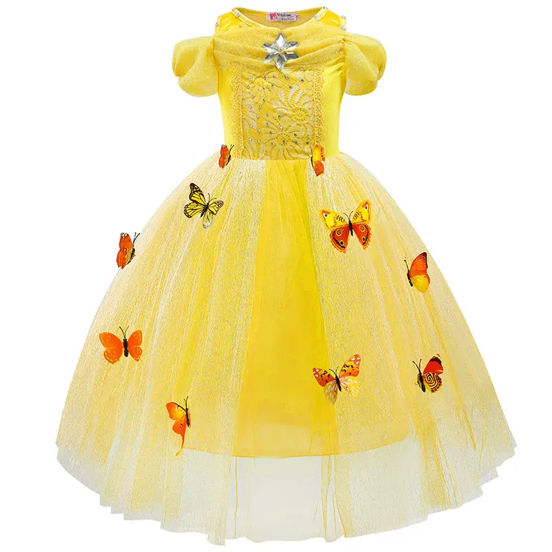 Disney Snow романтичное платье мультфильм сплошного цвета принцесса платье взрыв детское платье с блестками - Цвет: 2