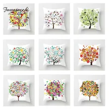 Fuwatacchi Multi-Color Tree Cushion Cover White Soft Throw Pillow Cover Decorative Sofa Pillow Case Pillowcase elephant girl and tree nature landscape design sofa pillow case