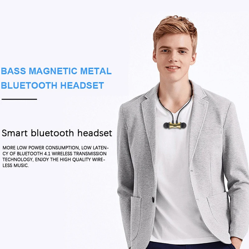 Магнитные Bluetooth наушники спортивные беспроводные наушники-вкладыши bluetooth-гарнитура стерео громкой связи Наушники с микрофоном для IOS Android