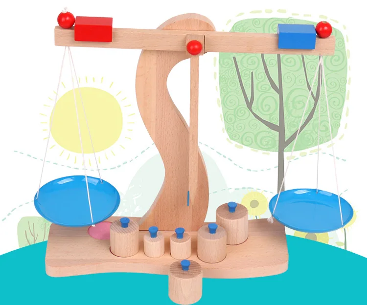 Новые маленькие деревянные весы с 6 весами для детей, математика Монтессори, обучающие игрушки для детей