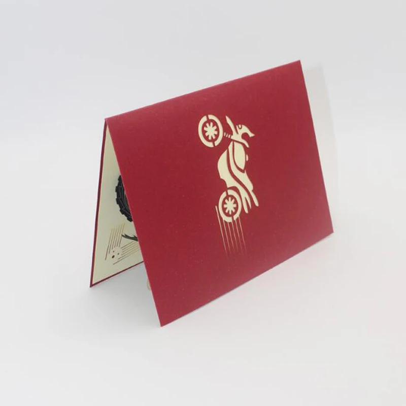  (10 pieces/lot)Free Shipping 3D Handmade Motorcycle Paper Silhouette Greeting Card for Birthday Cre - 32619733381