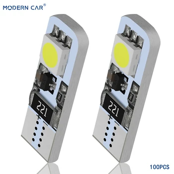 

MODERN CAR 100pcs T10 W5W Led Light Bulbs For Auto 5050 2 SMD Chip Canbus Error Free Reading Car Side Wedge Parking Lamp White