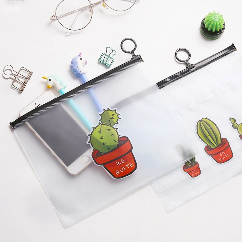 

1 Pcs/lot Lovely Cartoon cactus translucent A5 file bag Document bag Stationery office school supplies