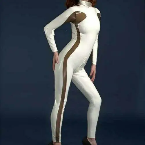 

New Latex Catsuit Gummi White Ganzanzug Neu Bodysuit 0.4mm S-XXL