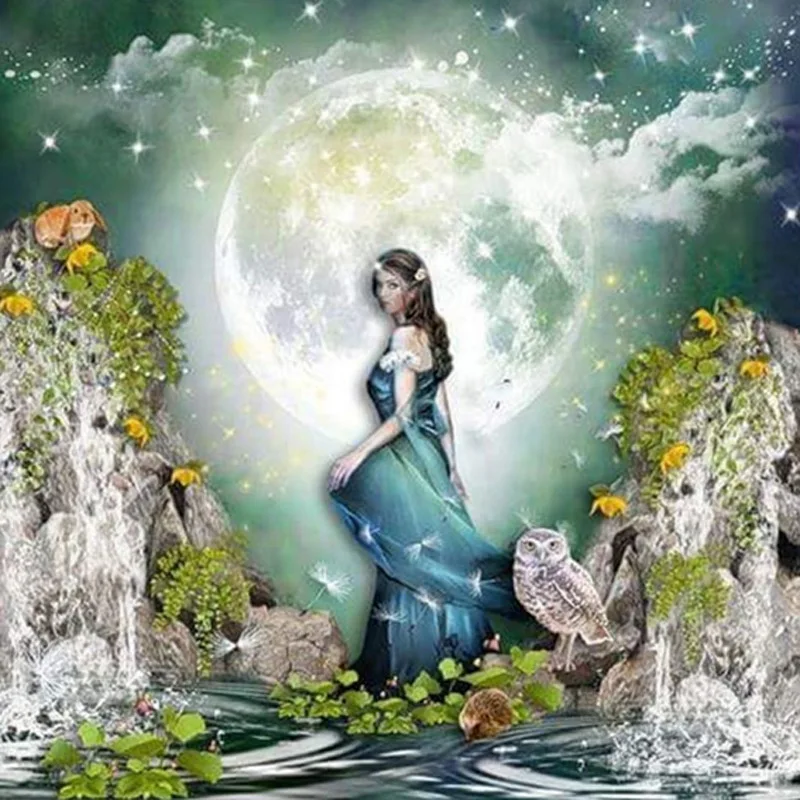 D SH Moon Goddess Сова Рукоделие 5D Diy алмазная живопись вышивка крестиком круглая