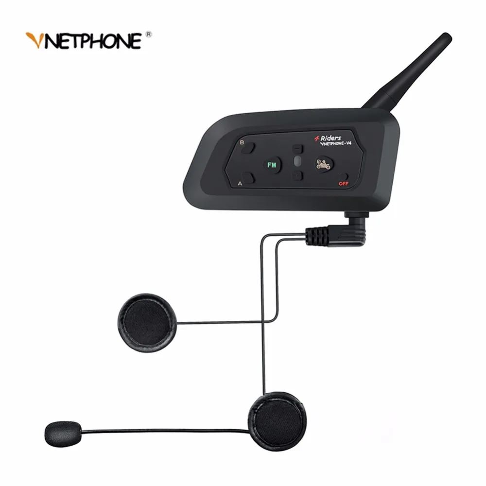 

VNETPHONE V4 Motorcycle Accessories Bluetooth Helmet Intercom Headset for 4 Riders Waterproof Support Smartphone FM Radio