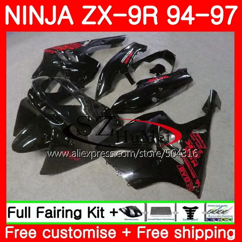 Комбинезоны для KAWASAKI NINJA 900CC ZX-9R 94-97 ZX900 21SH2 ZX 9 R ZX 9R 94 95 96 97 глянцевый черный ZX9R 1994 1995 1996 1997 обтекатели - Цвет: No.  1