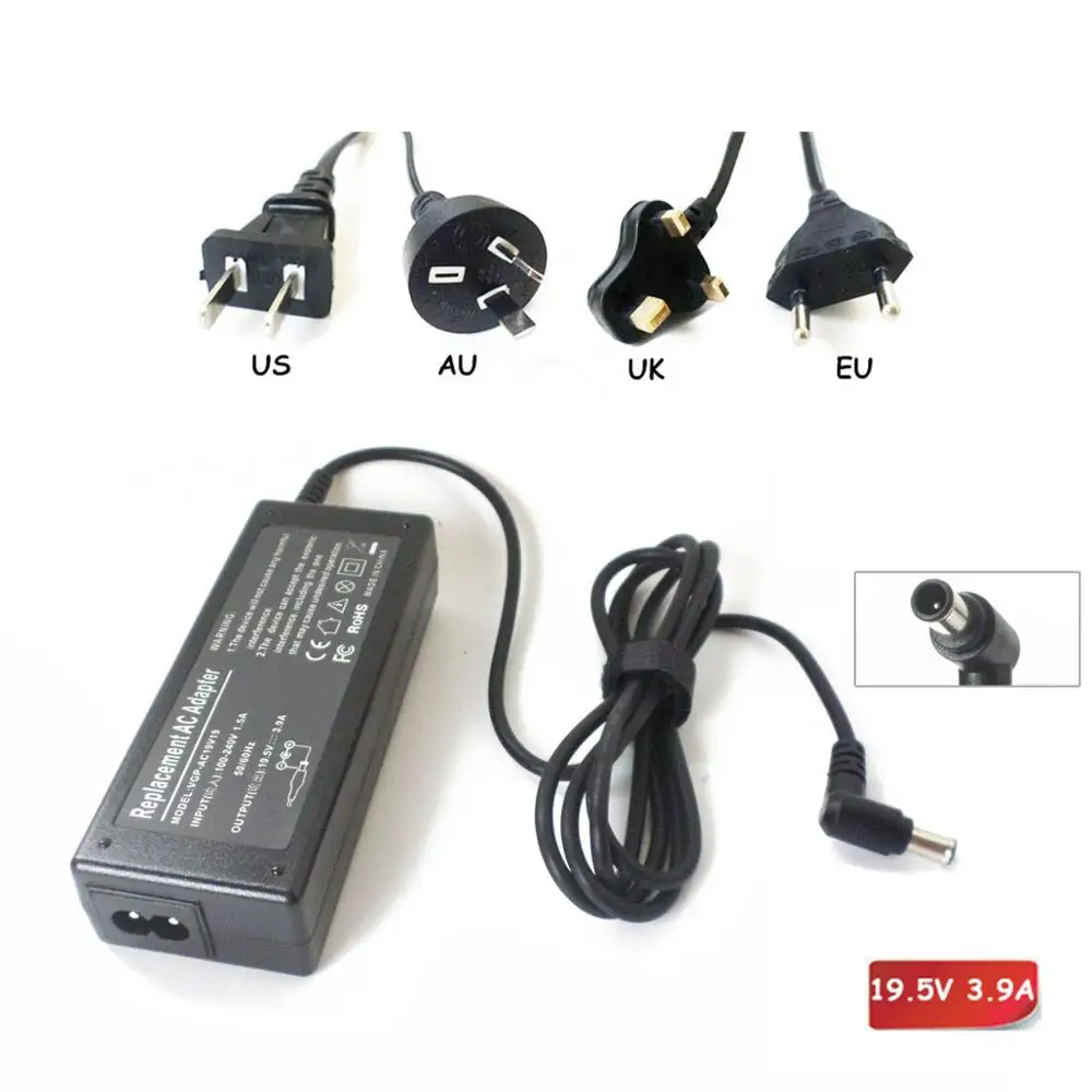 19.5V 3.9A AC Power Adapter For Sony Vaio VGN SZ PCG 71211M AC19V33 AC19V37 AC19V19 Laptop Power