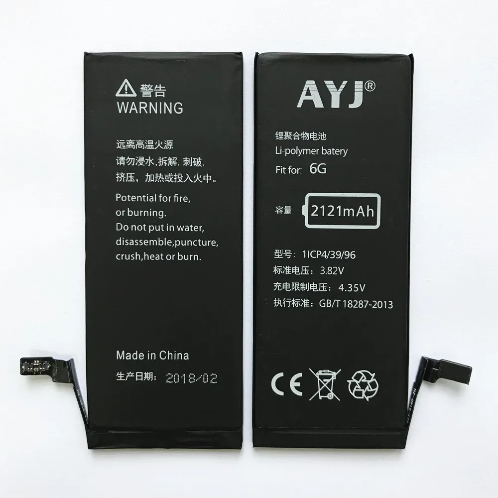 2018 Горячая Оригинальная батарея AYJ для iPhone 6G 6g 6 литий полимерная Замена Bateria 2121mAh
