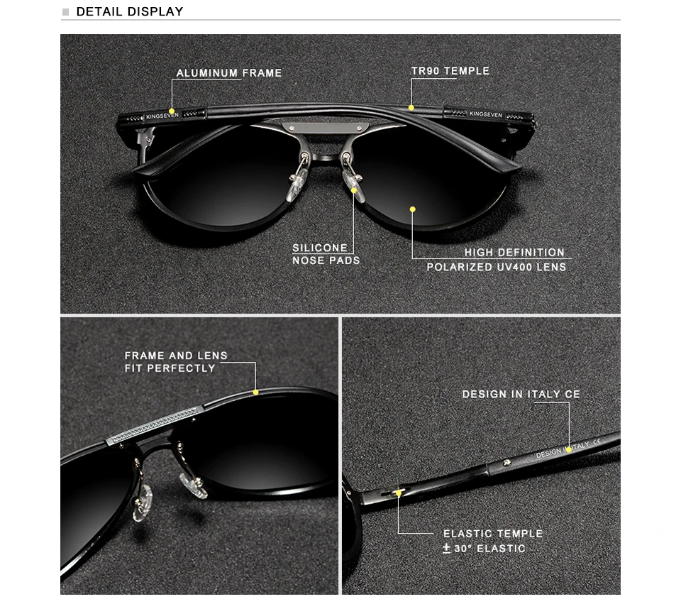 KINGSEVEN High Quality Polarized Sunglasses Men's Pilot Driving