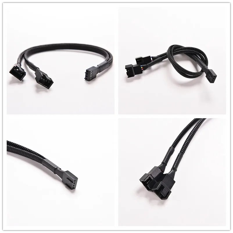 4Pin 26.2cm PWM To Dual PWM Computer Case Fan Power Sleeved Y Splitter