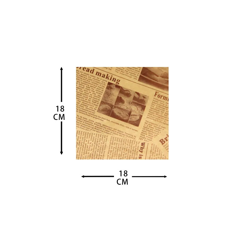 100 шт 18*18 см креативный Газетный дизайн пищевой воск для обертывания бумаги маслостойкая бумага для фритюрной фаст-фуд маслостойкая упаковка - Цвет: 100pcs